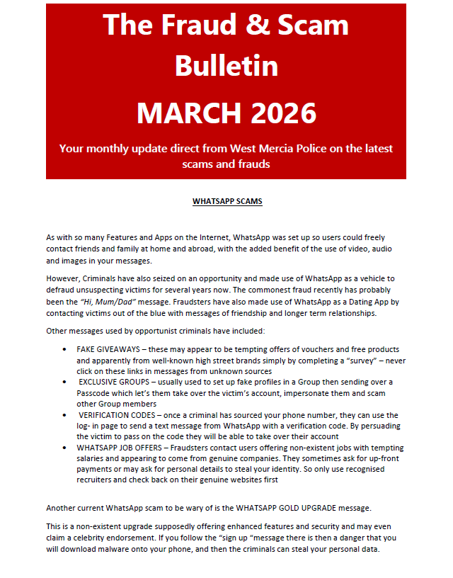 The Fraud and Scam Bulletin March 2026