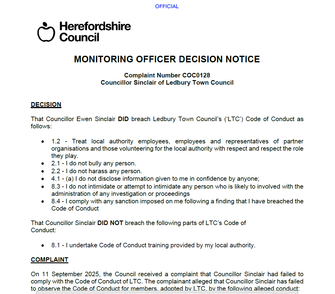 Monitoring Officer Decision Notice 